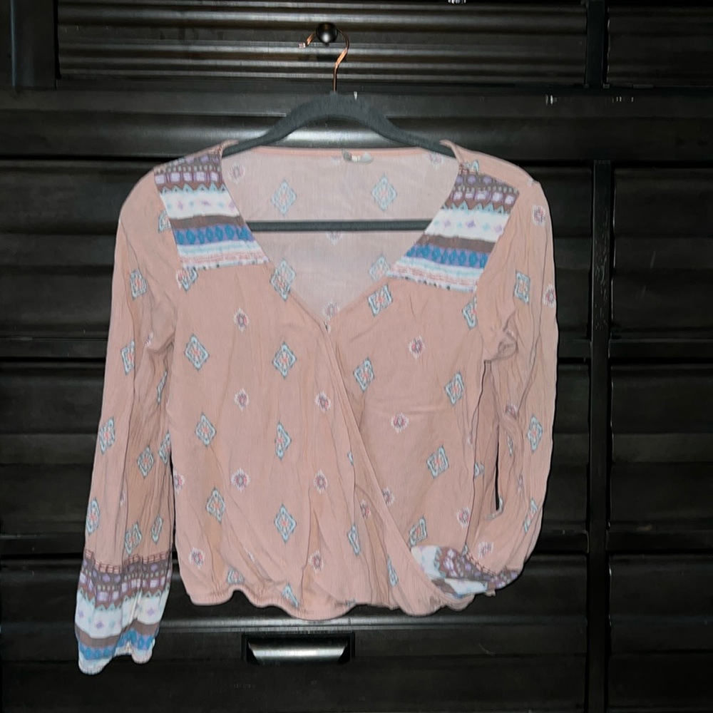 Boho Chic Faux Wrap Top SIZE SMALL